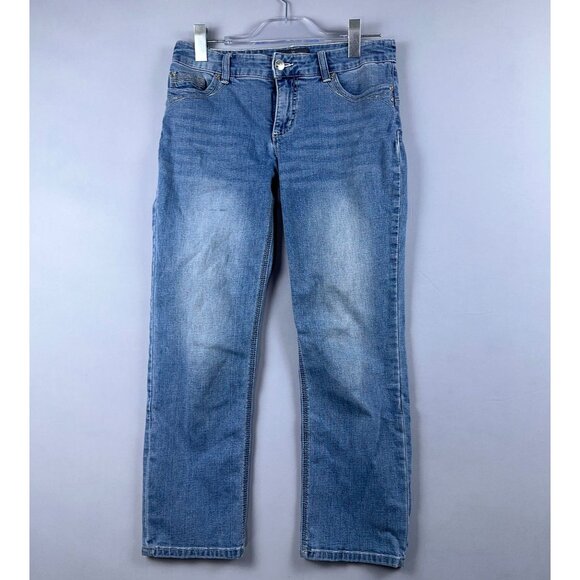 Chico's Crop Skinny Jeans So Slimming Women Size 0 Mid Rise Light Wash Blue - Picture 1 of 13